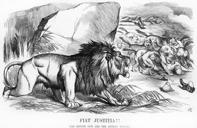 Fiat Justitia! The British Lion and the Afghan Wolves, cartoon from 